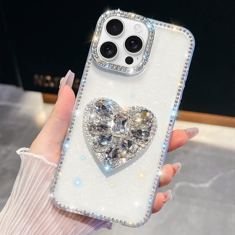 Diamond Glitter Gemstone Heart Holder Phone Case, For iPhone 16 Pro Max, For iPhone 16 Pro, For iPhone 16 Plus, For iPhone 16