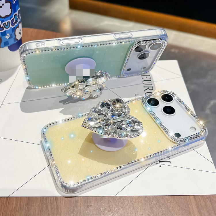 Diamond Glitter Gemstone Heart Holder Phone Case, For iPhone 14 Pro, For iPhone 14 Pro Max, For iPhone 13 Pro Max, For iPhone 13 Pro