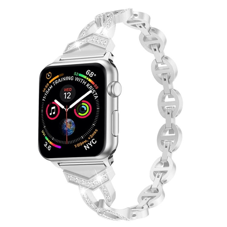 8-shaped VO Diamond-studded Solid Stainless Steel Wrist Strap Watch Band for Apple Watch Series 3 & 2 & 1 38mm