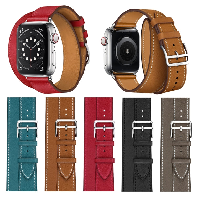 For Apple Watch 3 / 2 / 1 Generation 38mm Universal Leather Double-loop Strap