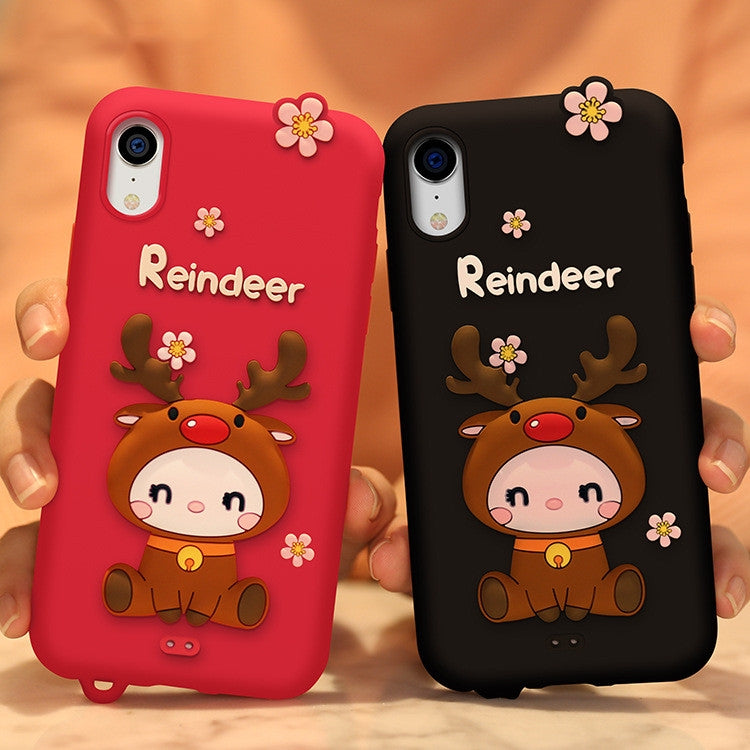 Lovely Reindeer Full Package Anti Falling Silicone Sleeve for iPhone XR, For iPhone XR