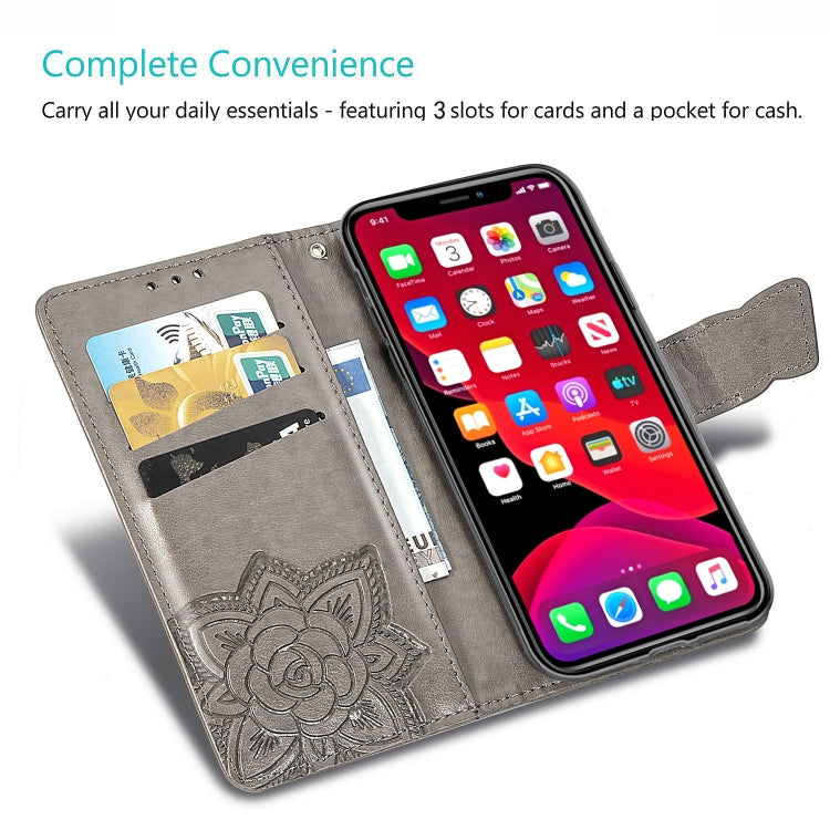 Butterfly Love Flowers Embossing Horizontal Flip Leather Case For  iPhone XI（2019）with Holder & Card Slots & Wallet & Lanyard