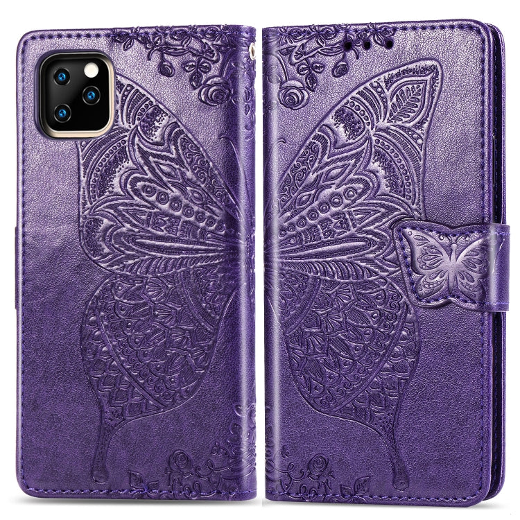 Butterfly Love Flowers Embossing Horizontal Flip Leather Case For  iPhone XI（2019）with Holder & Card Slots & Wallet & Lanyard