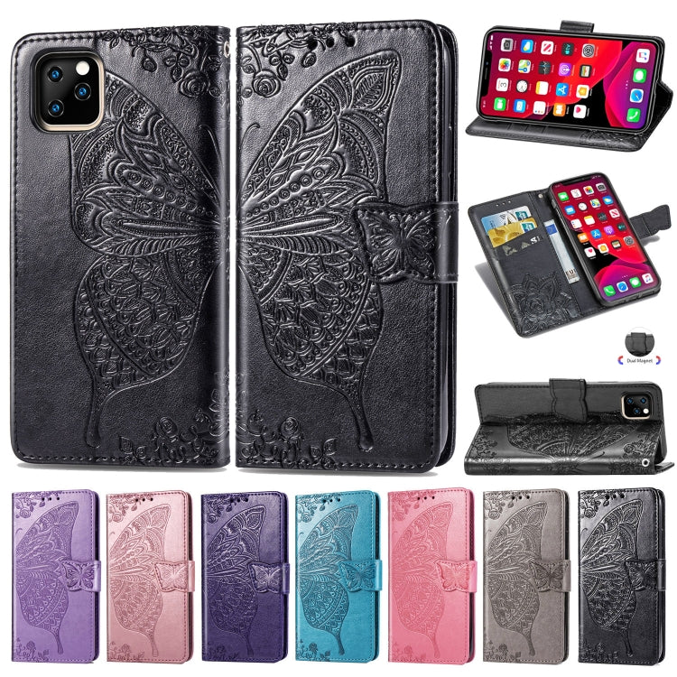 Butterfly Love Flowers Embossing Horizontal Flip Leather Case For  iPhone XI Max 2019  with Holder & Card Slots & Wallet & Lanyard