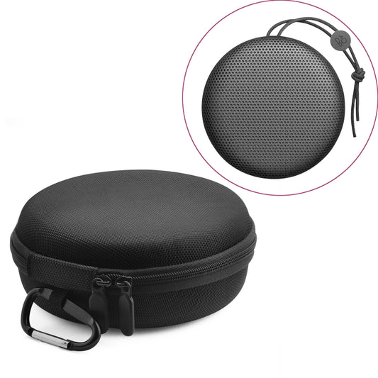 Black portable travel case for B&O BeoPlay A1 speaker with protective storage compartments