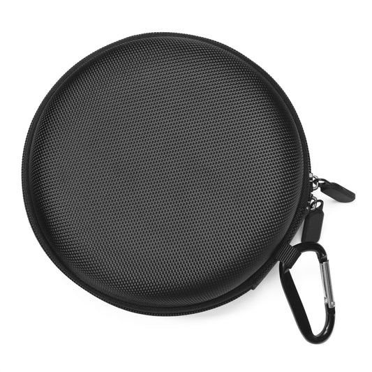 BeoPlay A1 speaker safely nestled in protective travel bag with shock-absorbing interior lining