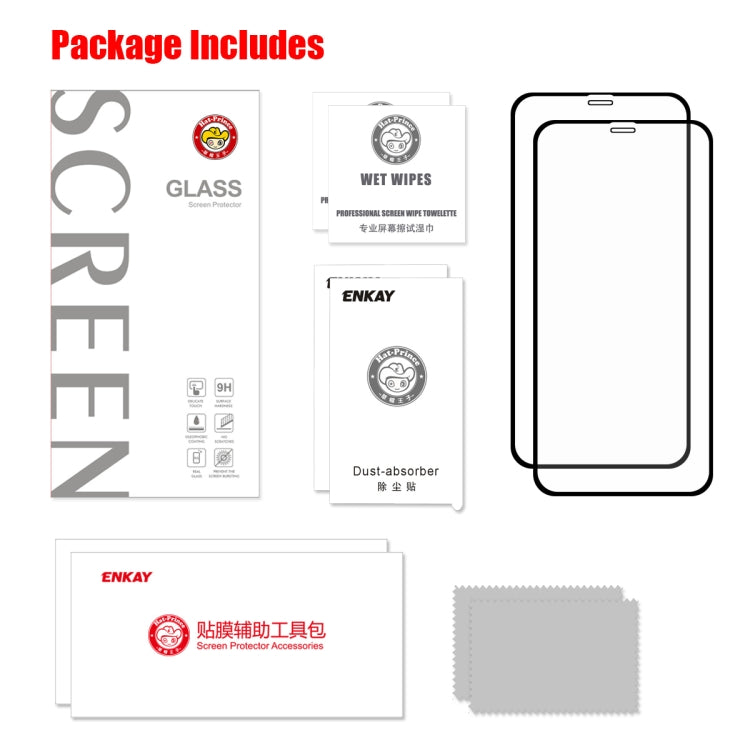 2PCS ENKAY Hat-prince Full Glue 0.26mm 9H 2.5D Tempered Glass Full Coverage Film, For iPhone 11 / iPhone XR, For iPhone 11 Pro / XS / X, For iPhone 11 Pro Max / XS Max