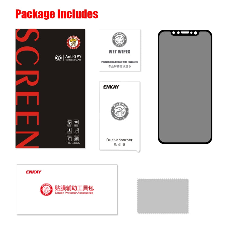 ENKAY Hat-Prince 0.26mm 9H 2.5D Privacy Anti-glare Full Screen Tempered Glass Film, For iPhone 11 / iPhone XR, For iPhone 11 Pro / XS / X, For iPhone 11 Pro Max / XS Max