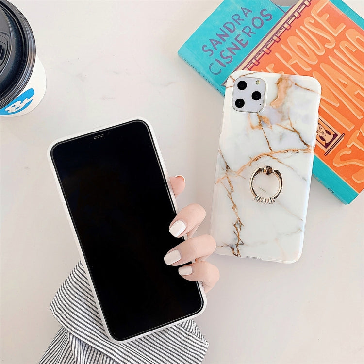 For iPhone 11 Pro   TPU Smooth Marble with Ring Metal Rhinestone Bracket Mobile Phone Protective Case, For iPhone 11 Pro