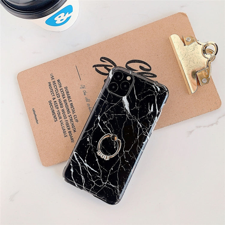 For iPhone 11 Pro Max  TPU Smooth Marble with Ring Metal Rhinestone Bracket Mobile Phone Protective Case, For iPhone 11 Pro Max
