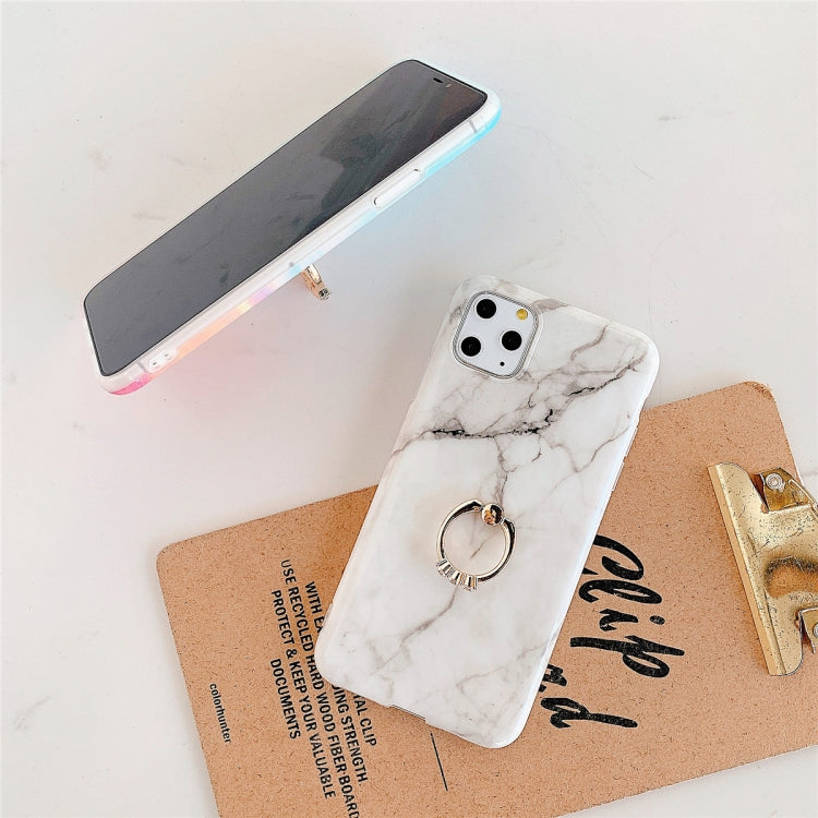 For iPhone 11 Pro Max  TPU Smooth Marble with Ring Metal Rhinestone Bracket Mobile Phone Protective Case, For iPhone 11 Pro Max