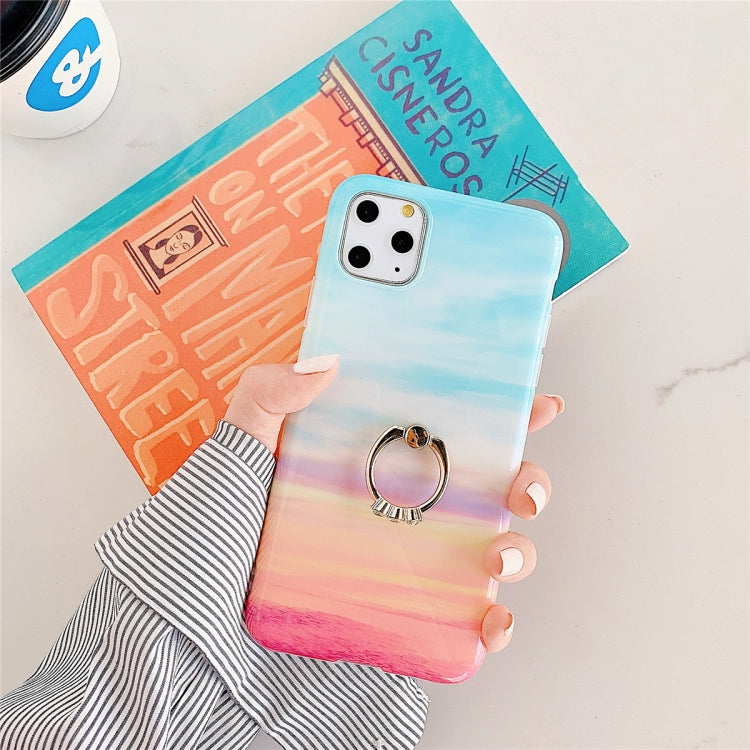 For iPhone 11 Pro Max  TPU Smooth Marble with Ring Metal Rhinestone Bracket Mobile Phone Protective Case, For iPhone 11 Pro Max