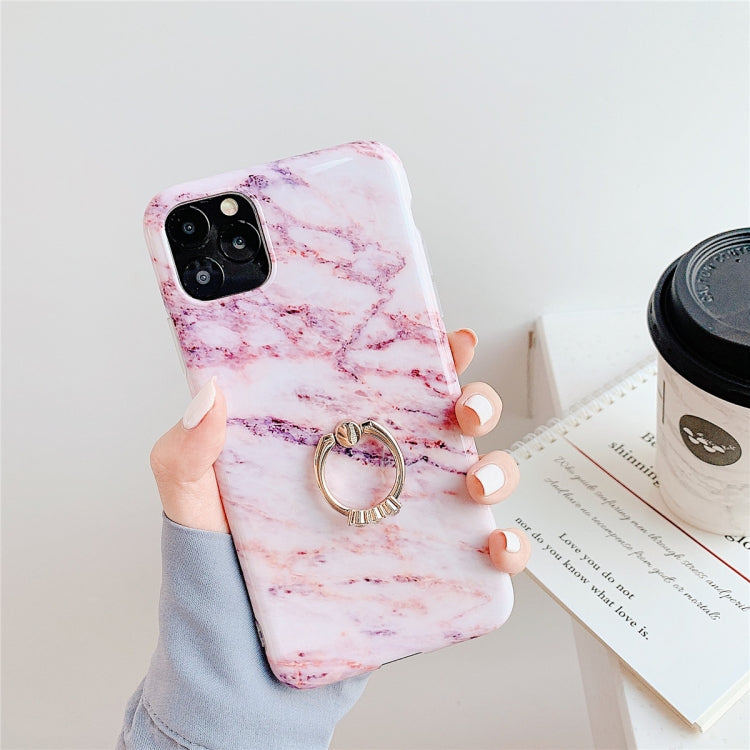 For iPhone 11 Pro Max  TPU Smooth Marble with Ring Metal Rhinestone Bracket Mobile Phone Protective Case, For iPhone 11 Pro Max