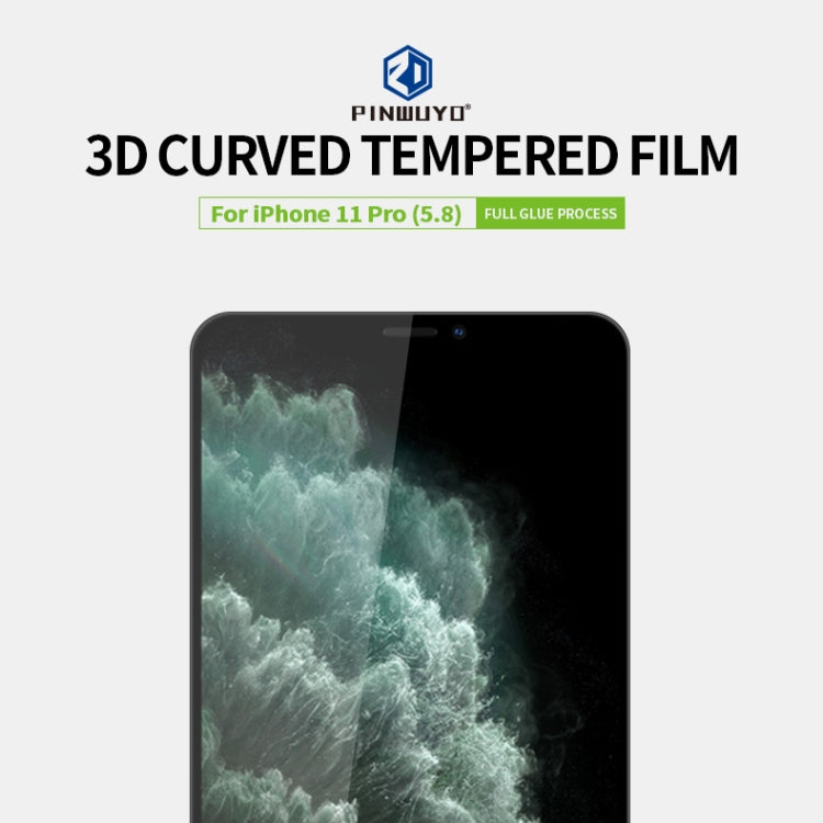 PINWUYO 9H 3D Curved Tempered Glass Film, For iPhone 11 Pro, For iPhone 11 Pro Max, For iPhone 11