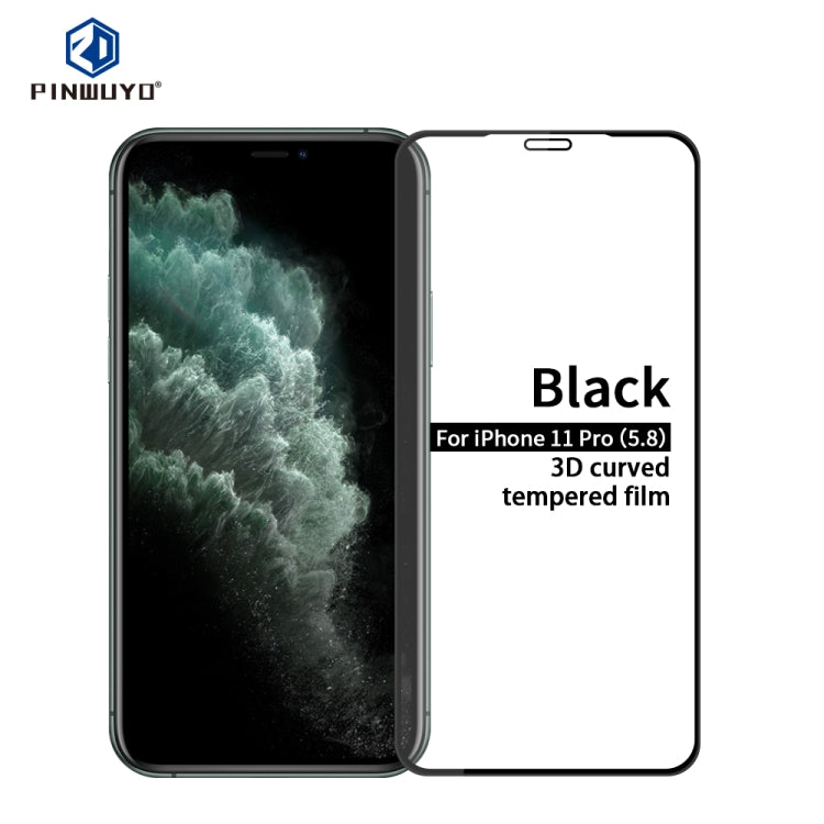 PINWUYO 9H 3D Curved Tempered Glass Film, For iPhone 11 Pro, For iPhone 11 Pro Max, For iPhone 11