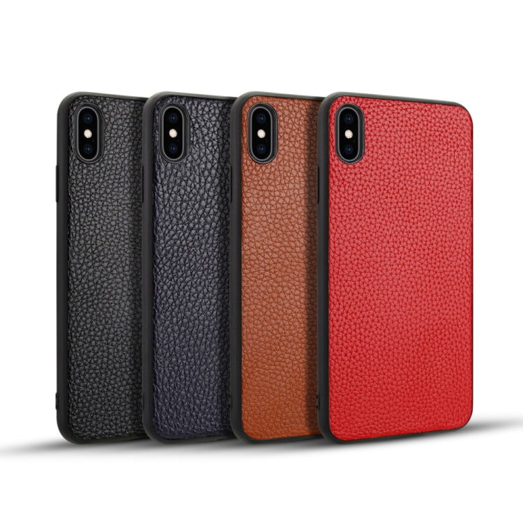 For iPhone XS  Litchi Pattern Leather Anti-falling TPU Mobile Phone Shell Protective Case, For iPhone XS