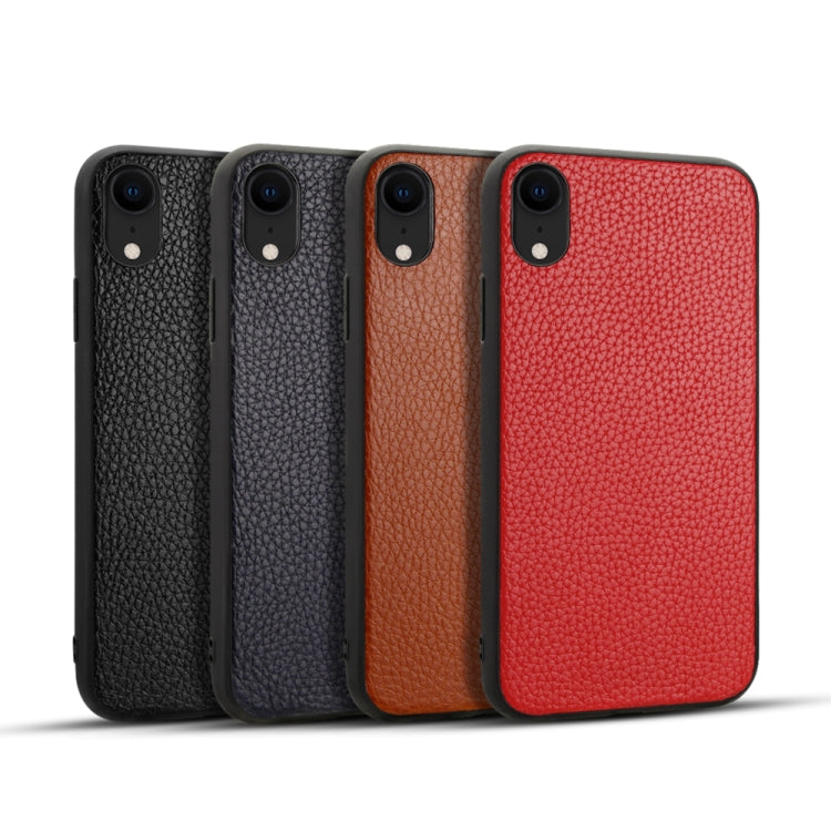 For iPhone XR Litchi Pattern Leather Anti-falling TPU Mobile Phone Shell Protective Case, For iPhone XR