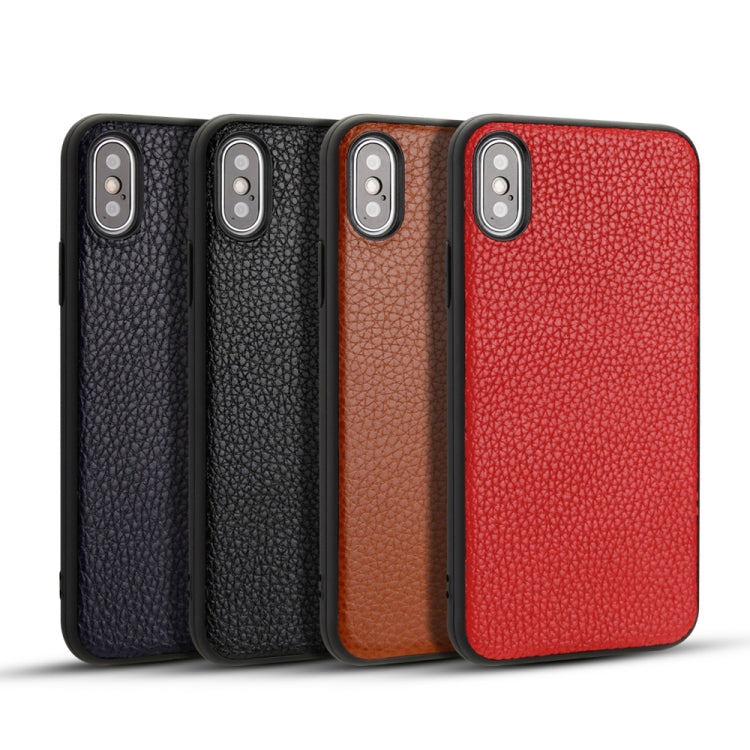 For iPhone X  Litchi Pattern Leather Anti-falling TPU Mobile Phone Shell Protective Case, For iPhone X
