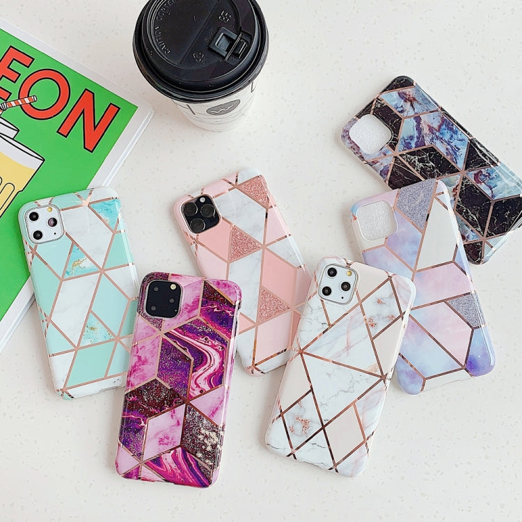 For iPhone 11 Plating Colorful Geometric Pattern Mosaic Marble TPU Mobile Phone Case, For iPhone 11