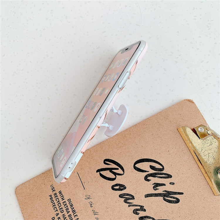 For iPhone 11 Pro   Plating Colorful Geometric Pattern Mosaic Marble TPU Mobile Phone Case with Folding Bracket, For iPhone 11 Pro