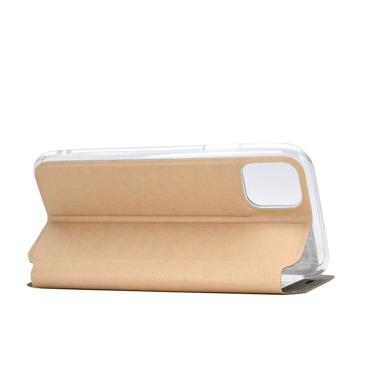 For iPhone 11  Matte Texture Horizontal Flip Bracket Mobile Phone Holster Window with Caller ID and Metal Button Slide To Unlock, For iPhone 11