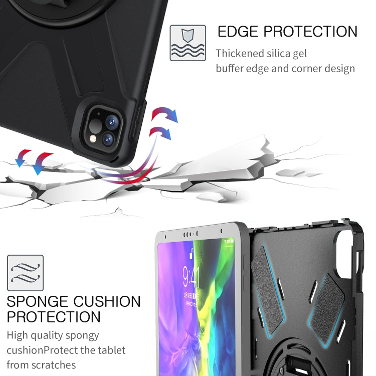 For iPad Pro 11 inch 2020  360 Degree Rotation PC + Silicone Protective Case with Holder & Hand-strap, For iPad Pro 11 (2020)