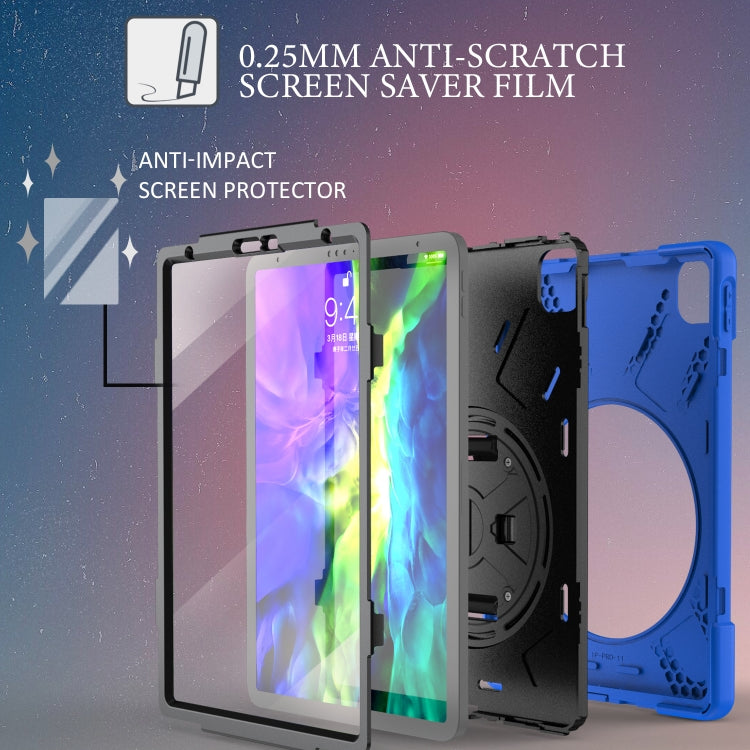 For iPad Pro 11 inch 2020  360 Degree Rotation PC + Silicone Protective Case with Holder & Hand-strap, For iPad Pro 11 (2020)