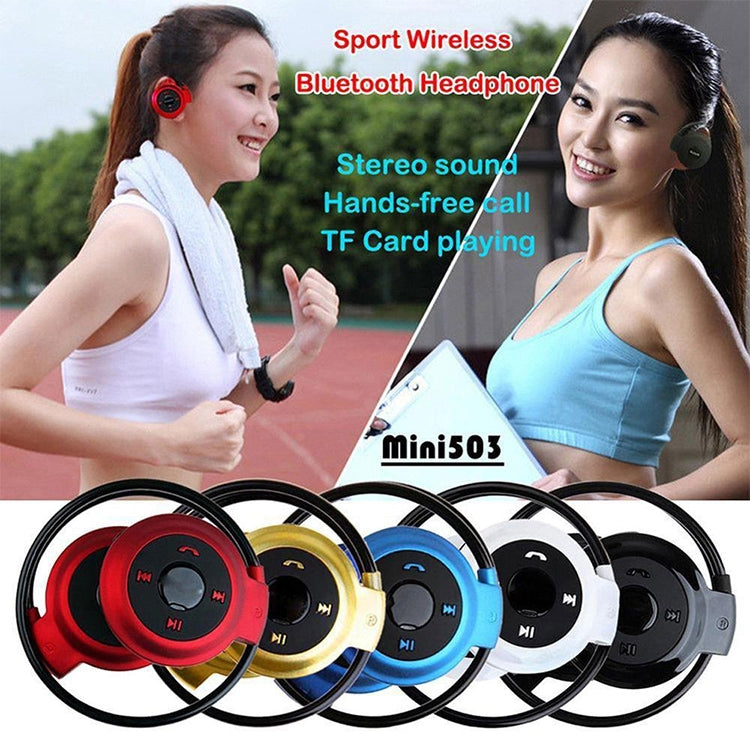 NVAHVA MP3 Player Bluetooth Headphone, Wireless Sport Headset MP3 Player With FM Radio, Stereo Earphone TF Card MP3 Max to 32GB, mini-503 Blue, mini-503 Gold, mini-503 Black