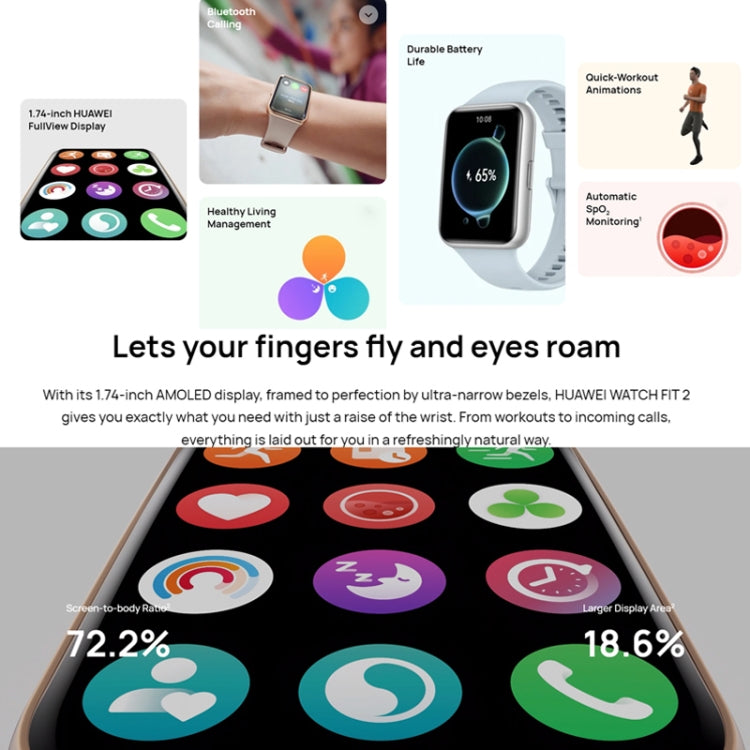 Original Huawei WATCH FIT 2 Smart Sports Watch, Black, White