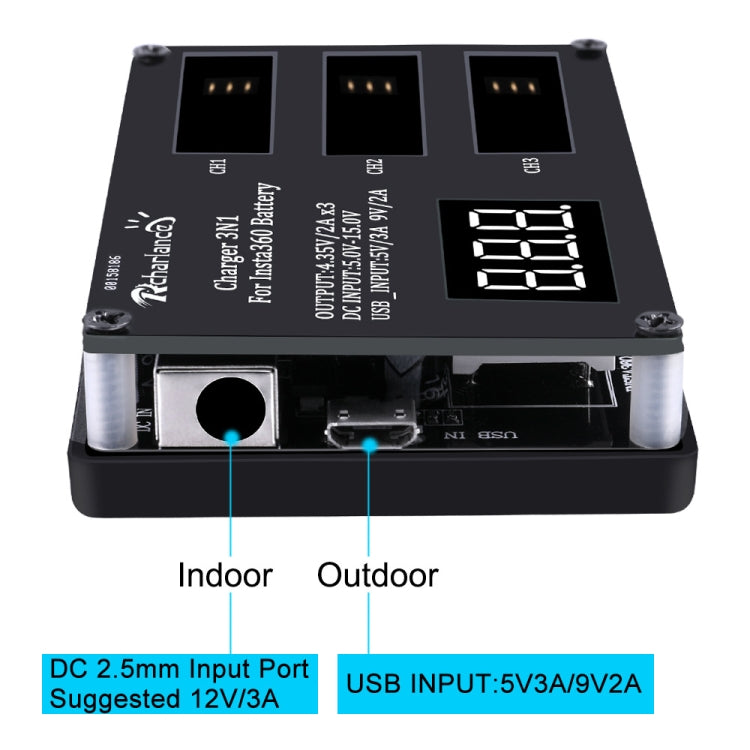 Insta360 ONE X 3-Battery Charger with Digital Display