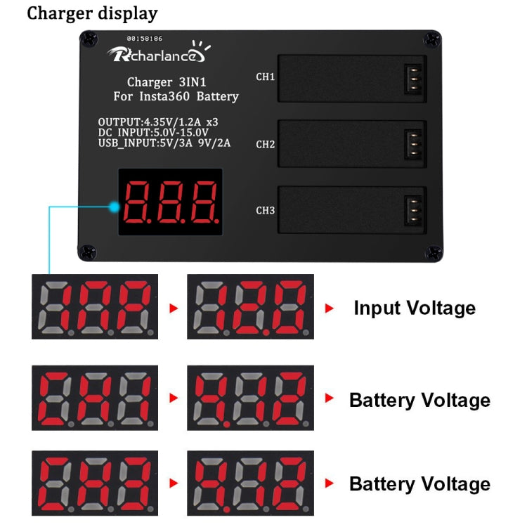 Insta360 ONE X 3-Battery Charger with Digital Display