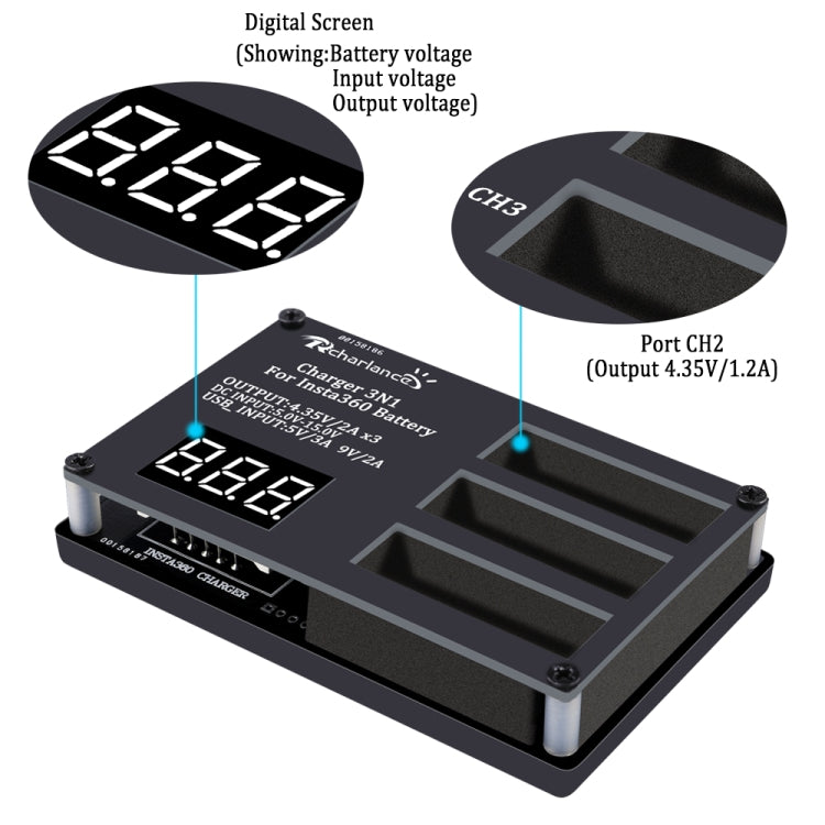 Insta360 ONE X 3-Battery Charger with Digital Display