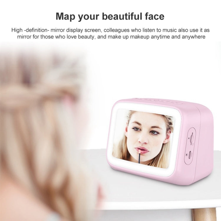 BT-511 Mini LED HD Mirror Bluetooth Speaker, Support 32GB TF Card & 3.5mm AUX & Dual Alarm Clock & Real-time Temperature & Hands-free Calling, White, Pink, Black, Red