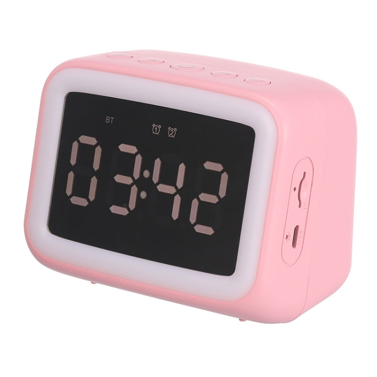 BT-511 Mini LED HD Mirror Bluetooth Speaker, Support 32GB TF Card & 3.5mm AUX & Dual Alarm Clock & Real-time Temperature & Hands-free Calling, White, Pink, Black, Red