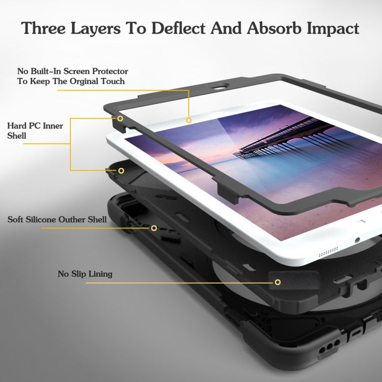 360 Degree Rotation Silicone Protective Cover with Holder and Hand Strap and Long Strap, for iPad 9.7 (2017) & (2018), for iPad Pro 9.7, for iPad 6 / iPad Air 2, for iPad 5 / iPad Air, for iPad 2 / 3 / 4, for iPad mini 1 / 2 / 3, for iPad mini 4�������...