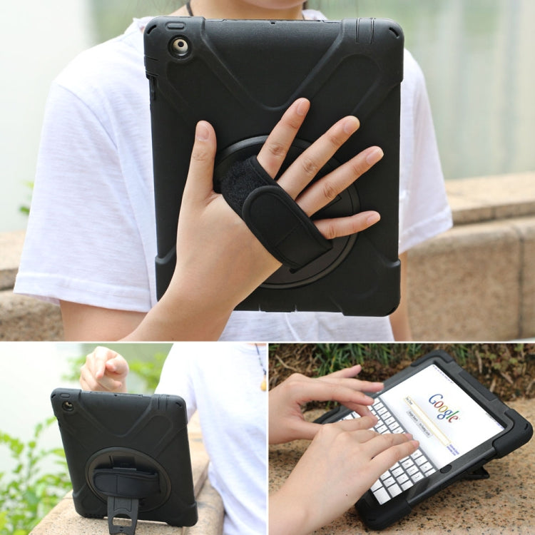 360 Degree Rotation Silicone Protective Cover with Holder and Hand Strap and Long Strap, for iPad 9.7 (2017) & (2018), for iPad Pro 9.7, for iPad 6 / iPad Air 2, for iPad 5 / iPad Air, for iPad 2 / 3 / 4, for iPad mini 1 / 2 / 3, for iPad mini 4�������...