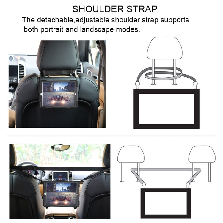 360 Degree Rotation Silicone Protective Cover with Holder and Hand Strap and Long Strap, for iPad 9.7 (2017) & (2018), for iPad Pro 9.7, for iPad 6 / iPad Air 2, for iPad 5 / iPad Air, for iPad 2 / 3 / 4, for iPad mini 1 / 2 / 3, for iPad mini 4�������...