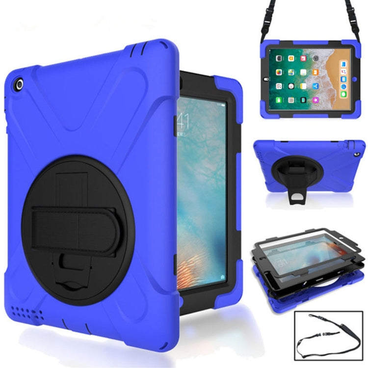 360 Degree Rotation Silicone Protective Cover with Holder and Hand Strap and Long Strap, for iPad 9.7 (2017) & (2018), for iPad Pro 9.7, for iPad 6 / iPad Air 2, for iPad 5 / iPad Air, for iPad 2 / 3 / 4, for iPad mini 1 / 2 / 3, for iPad mini 4�������...