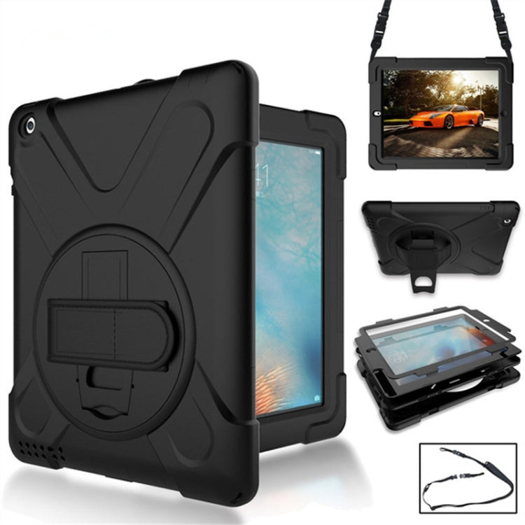 360 Degree Rotation Silicone Protective Cover with Holder and Hand Strap and Long Strap, for iPad 9.7 (2017) & (2018), for iPad Pro 9.7, for iPad 6 / iPad Air 2, for iPad 5 / iPad Air, for iPad 2 / 3 / 4, for iPad mini 1 / 2 / 3, for iPad mini 4�������...