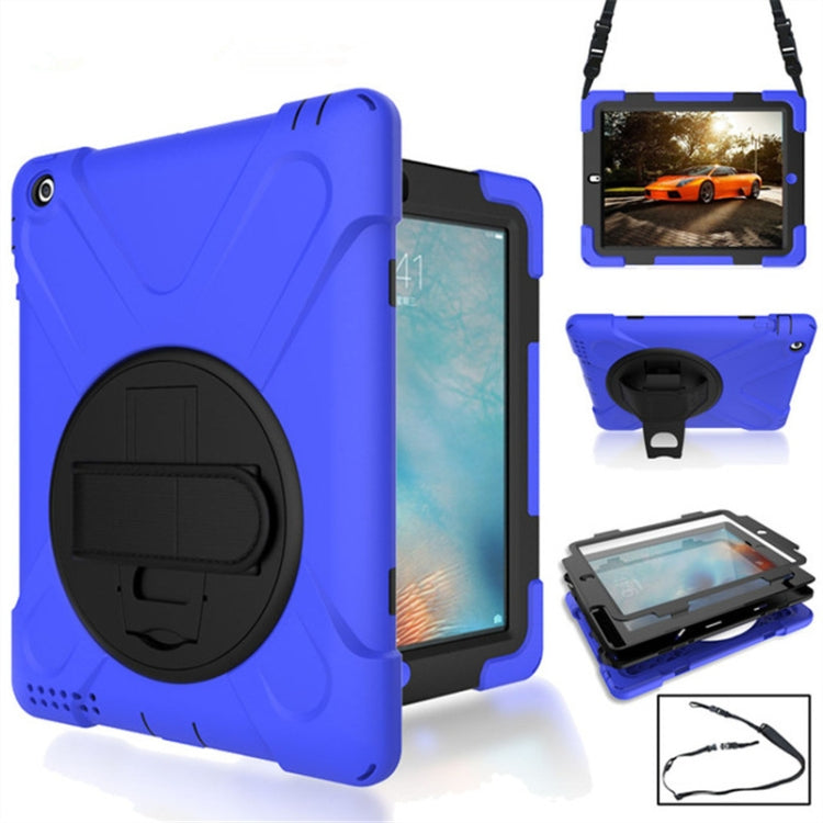360 Degree Rotation Silicone Protective Cover with Holder and Hand Strap and Long Strap, for iPad 9.7 (2017) & (2018), for iPad Pro 9.7, for iPad 6 / iPad Air 2, for iPad 5 / iPad Air, for iPad 2 / 3 / 4, for iPad mini 1 / 2 / 3, for iPad mini 4�������...