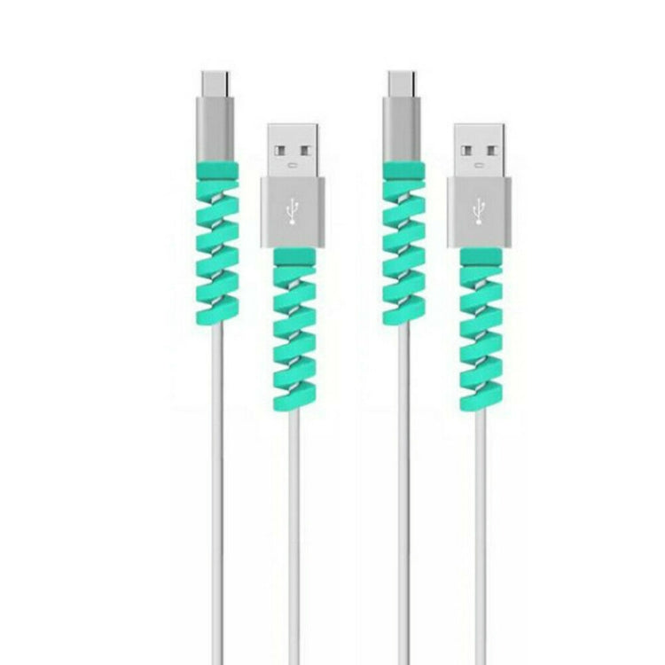 4pcs Spiral Style Silicone Data Cable Protective Cover Anti-wire Break Winder