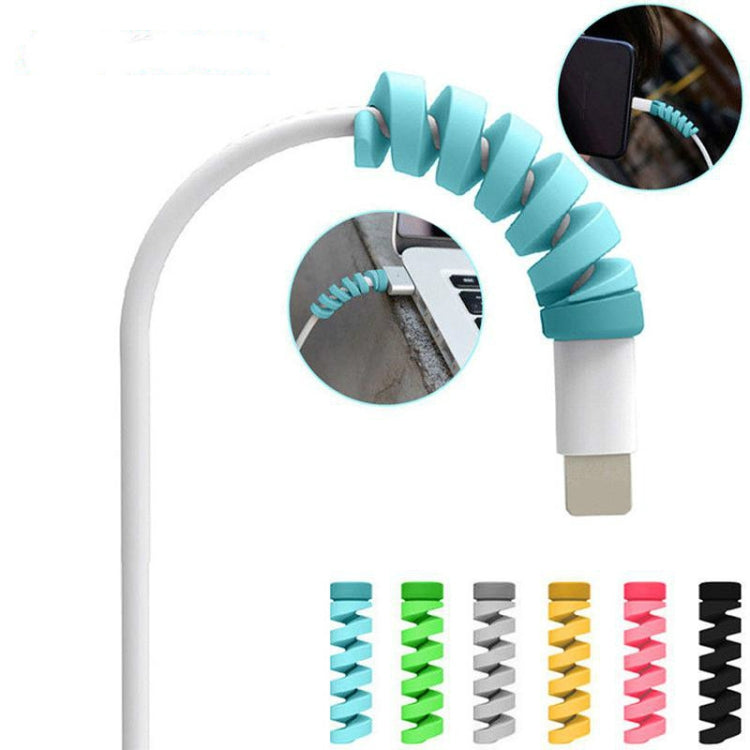 4pcs Spiral Style Silicone Data Cable Protective Cover Anti-wire Break Winder