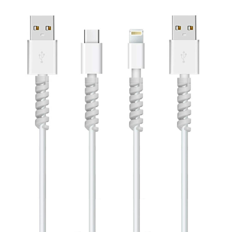 4pcs Spiral Style Silicone Data Cable Protective Cover Anti-wire Break Winder