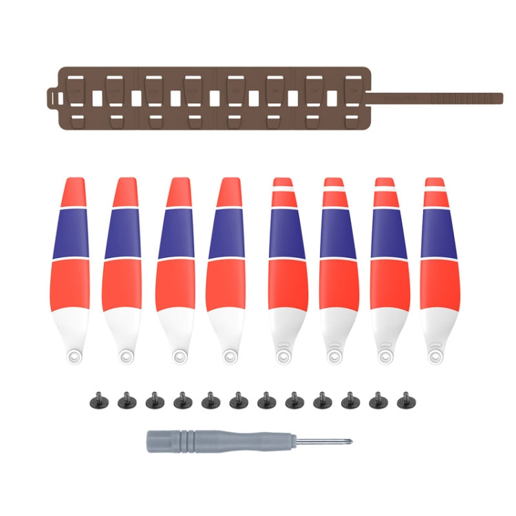 Sunnylife MM3-SN443 For Mini 3 Pro Propeller Blades + Silicone Folding Storage Bag, Tricolor+Gray Bag, Tricolor+Brown Bag