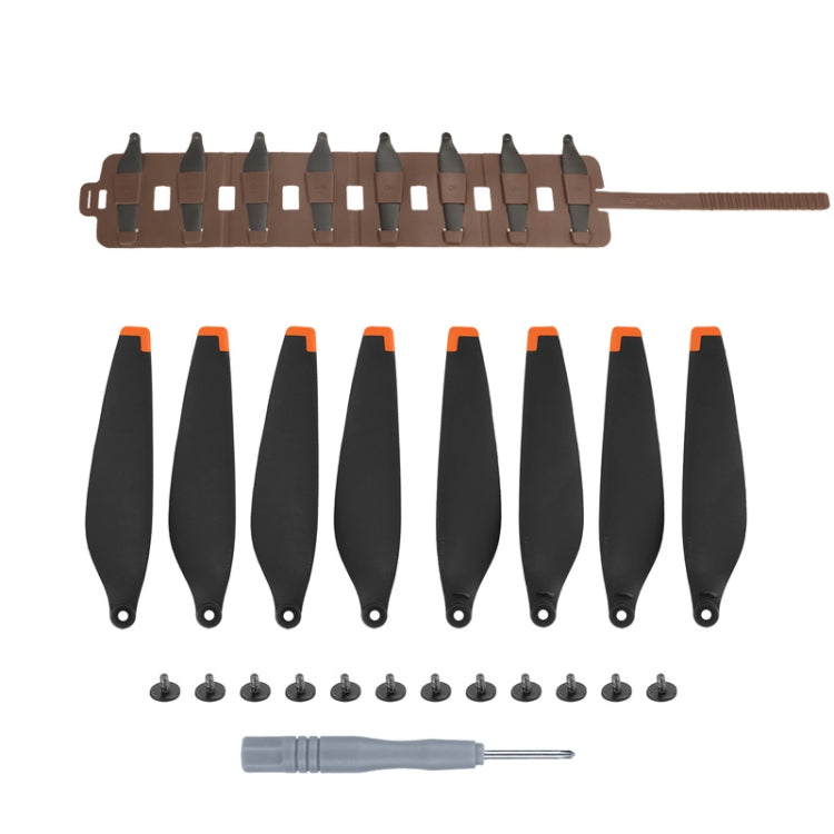 Sunnylife MM3-SN443 For Mini 3 Pro Propeller Blades + Silicone Folding Storage Bag, Orange Tip+Gray Bag, Orange Tip+Brown Bag, Silver Tip+Gray Bag, Silver Tip+Brown Bag
