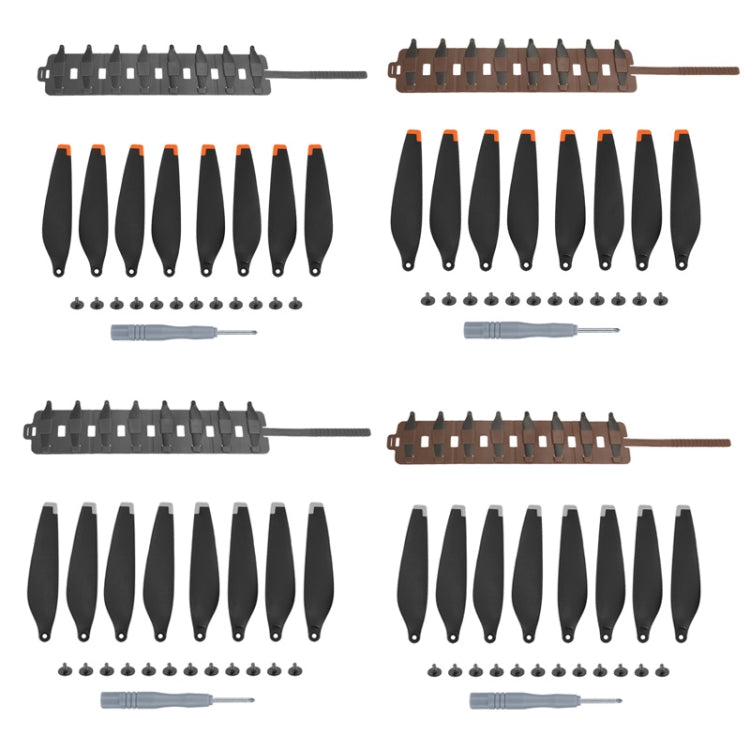 Sunnylife MM3-SN443 For Mini 3 Pro Propeller Blades + Silicone Folding Storage Bag, Orange Tip+Gray Bag, Orange Tip+Brown Bag, Silver Tip+Gray Bag, Silver Tip+Brown Bag