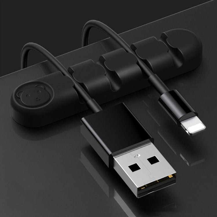 5 PCS 4 Holes Bear Silicone Desktop Data Cable Organizing And Fixing Device, 4 Holes