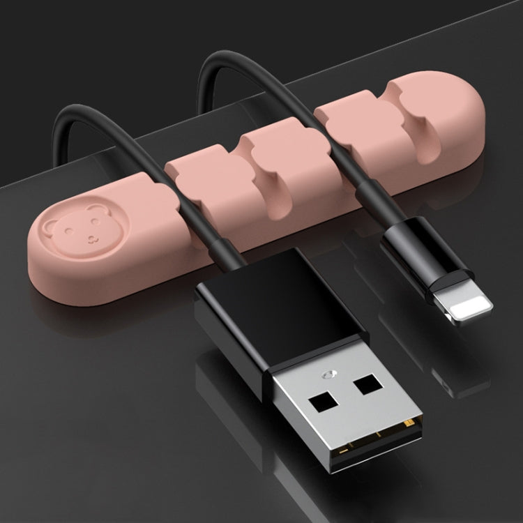 5 PCS 4 Holes Bear Silicone Desktop Data Cable Organizing And Fixing Device, 4 Holes