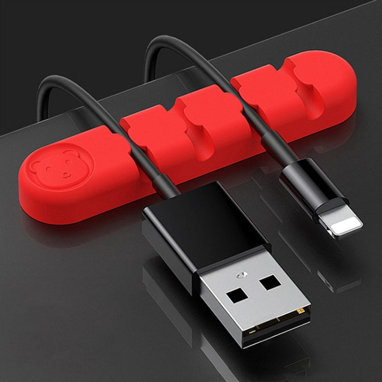 5 PCS 4 Holes Bear Silicone Desktop Data Cable Organizing And Fixing Device, 4 Holes