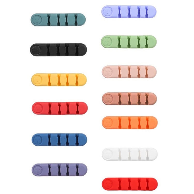 5 PCS 4 Holes Bear Silicone Desktop Data Cable Organizing And Fixing Device, 4 Holes